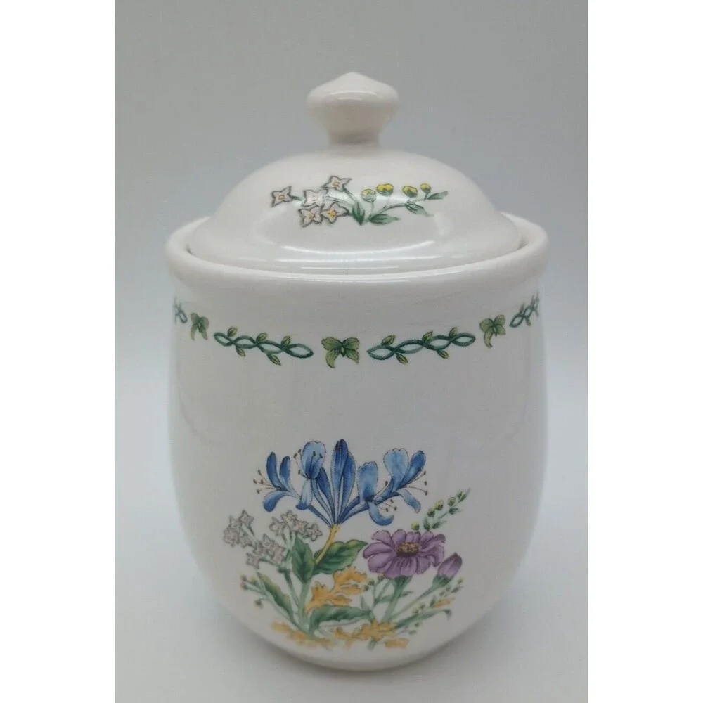 Thomson Floral Garden Small Canister Botanical Flowers Damaged
